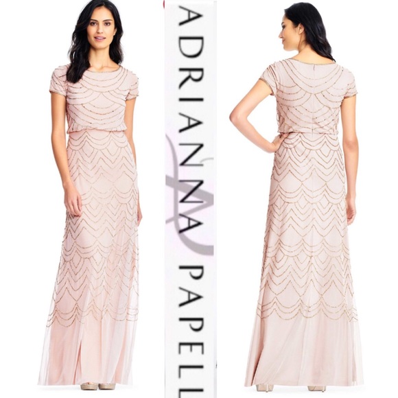 Adrianna Papell Dresses & Skirts - Adrianna Papell short sleeve beaded art deco gown